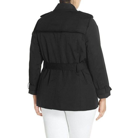 New! MICHAEL KORS Zipper Trench Coat Black Plus - Picture 7 of 8